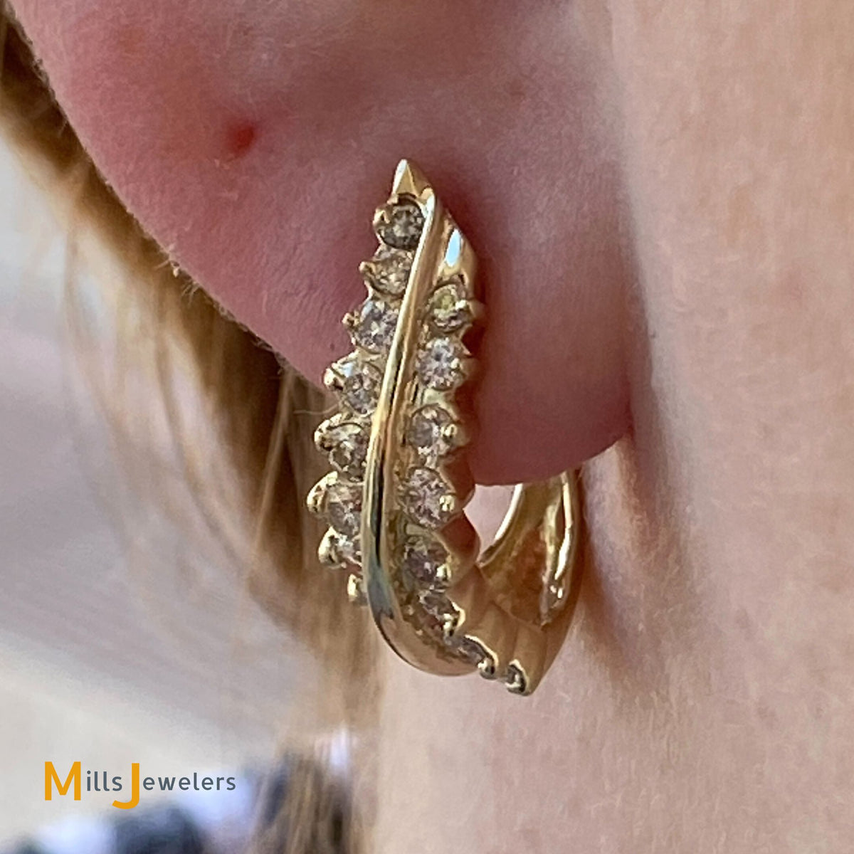 Mini Diamond Hook Earring | 14K Gold | EF Collection 14K White Gold / Pair