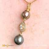 18K Yellow Gold .361ctw Diamond Pearl Dangle Pendant Enhancer