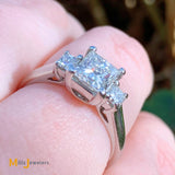 Platinum GIA 1.02ct VS2/H Square Modified Brilliant Engagement Ring Size 6.75