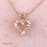 14K 10K Yellow Gold .34ctw Diamond Heart Necklace