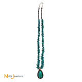 Signed JF 10.12ct Turquoise Nugget & Heishi Shell Necklace