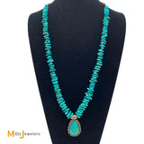 Signed JF 10.12ct Turquoise Nugget & Heishi Shell Necklace