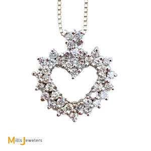 14K White Gold .41ctw Diamond Heart Necklace