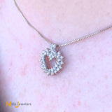 14K White Gold .41ctw Diamond Heart Necklace