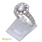 18K White Gold 1.6ctw VS1 Diamond Halo Engagement Ring Size 5.75