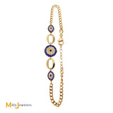 14K Yellow Gold 0.445ctw Blue Sapphire Cubic Zirconia Evil Eye Bracelet