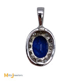 14K White Gold .5ct Blue Sapphire .18ctw Diamond Slide Pendant