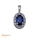 14K White Gold .5ct Blue Sapphire .18ctw Diamond Slide Pendant