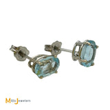 14K White Gold 1.36ctw Oval Cut Aquamarine Stud Earrings