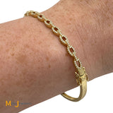 Shy Creation 14K Yellow Gold 0.74ctw Diamond Link Bangle Bracelet