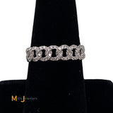 14K White Gold 0.62ctw Round Brilliant Diamond Cuban-Style Band Size 6.25