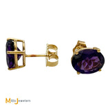 14K Yellow Gold 2.86ctw Oval Cut Amethyst Stud Earrings