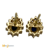 14K Yellow Gold 0.50cts Blue Sapphire 0.24cts Diamond Stud Earrings