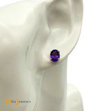 14K White Gold 1.92ctw Oval Cut Amethyst Stud Earrings