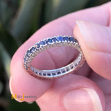 14K White Gold 0.47ctw Blue Sapphire Eternity Band Ring Size 5.25