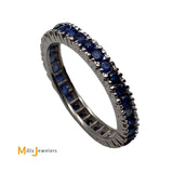 14K White Gold 0.47ctw Blue Sapphire Eternity Band Ring Size 5.25