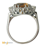 14K White Gold 4.23ct Citrine 0.30ctw Diamond Cocktail Ring Size 7.5