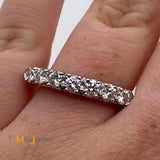 14K White Gold 7-Stone 0.98ctw Natural Round Brilliant Diamond Band Size 8.75