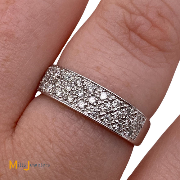 14K White Gold 0.31ctw Pave Round Brilliant Natural Diamond Band Ring Size 6.25