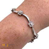 14K White Gold 1.50ctw Diamond Flower Link Bracelet