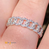 14K White Gold 0.62ctw Round Brilliant Diamond Cuban-Style Band Size 6.25