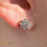 14K White Gold 0.76ctw Diamond Cluster Stud Earrings