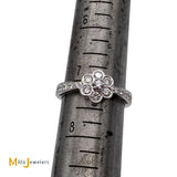 14K White Gold 0.42ctw Round Brilliant Natural Diamond Flower Ring Size 7.25