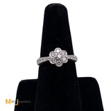 14K White Gold 0.42ctw Round Brilliant Natural Diamond Flower Ring Size 7.25