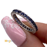 14K White Gold 0.47ctw Blue Sapphire Eternity Band Ring Size 5.25