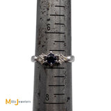 14K White Gold 0.28ct Blue Sapphire 0.18cts Diamond Band Ring Size 6.75