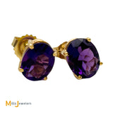 14K Yellow Gold 2.86ctw Oval Cut Amethyst Stud Earrings