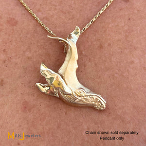 14K Yellow Gold Atrtsica Humpback Whale Pendant