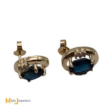 14K Yellow Gold 3.3cts Blue Sapphire 0.24cts Diamond Earrings