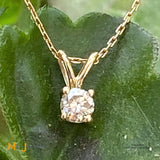 14K Yellow Gold 0.18ct Round Brilliant Diamond Solitaire Slide Pendant