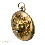 14K Yellow Gold 0.05ct Diamond Lion Head Locket Pendant