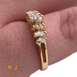 14K Yellow Gold 7-Stone 0.25ctw Natural Marquise Diamond Ring Size 5.75