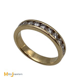 14K Yellow Gold Round Brilliant 1.10ctw Diamond Band Ring Size 7.75