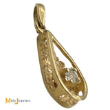 14K Yellow Gold 0.13ct Round Brilliant Diamond Solitaire Pear Shape Slide Pendant