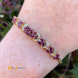 14K Yellow Gold 1.82cts Ruby 0.12cts Diamond Bracelet