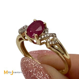 14K Yellow Gold 0.79ct Ruby 0.24cts Diamond Ring Size 7