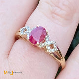 14K Yellow Gold 0.79ct Ruby 0.24cts Diamond Ring Size 7