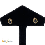 14K Yellow Gold 0.50cts Blue Sapphire 0.24cts Diamond Stud Earrings