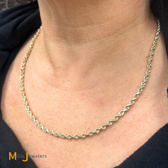 14K Yellow Gold Rope Chain Necklace 20 Inch