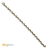 14k Two-Tone White Yellow Gold Diamond Link Bracelet