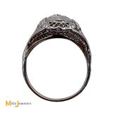 18K White Gold Filigree 0.27ctw Diamond Ring Size 6.5