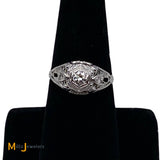 18K White Gold Filigree 0.27ctw Diamond Ring Size 6.5