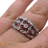 18K White Gold 0.27ctw Diamond Filigree Web Band Ring Size 6.5