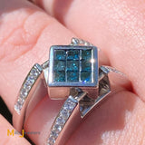 18K White Gold Reversible 0.54cts Blue 0.54cts White Diamond Ring Size 7.75