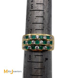 18K Yellow Gold 0.56cts Diamond 0.52cts Emerald Wide Band Ring Size 7.25