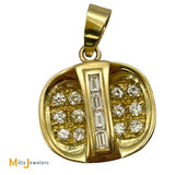 18K Yellow Gold Baguette Round .60ctw Diamond Slide Pendant